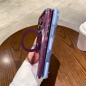 Luxury Magnetic Transparent Phone Case for <b>iPhone</b> 18 17 Pro Max With 360° Metal Ring <b>Stand</b> Wireless Charging Shockproof Cover - Product Image 6