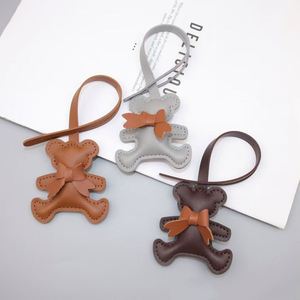 New Cute Cartoon Bear <b>Backpack</b> Keychain Popular PU Light Keychain with Pendant Bag Charm for Decorations - Product Image 1
