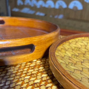 Bamboo Japanese-style <b>tea</b> <b>tray</b>, <b>tea</b> set, round fruit plate, Chinese-style household storage bamboo woven <b>tea</b> <b>tray</b> manufacturer - Product Image 3