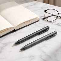 Stylo bille métallique fin personnalisé avec logo, encre noire et bleue 1,0 mm, promotionnel, vente en gros