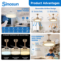 Nouveau produit OEM/ODM : Ventilateur de plafond LED invisible 42 pouces avec moteur DC silencieux, télécommande et variateur d'intensité, idéal pour chambre à coucher