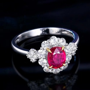 SGARIT toptan takı nişan yüzüğü 18K beyaz altın 0.75CT doğal ısıtılmamış yakut yüzük GRC sertifikalı yoğun kırmızı yakut yüzük - Product Image 3