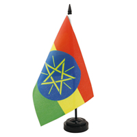 Usine Chaude Éthiopie Drapeau Polyester Matériel Bureau Décoration De Bureau ABS Base En Plastique Plus Mât De Drapeau