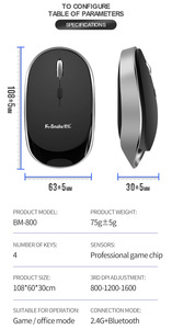 Chuột Im Lặng Không Dây Razer BM800 Chất Lượng Cao Chuột Im Lặng Không Dây BT + 2.4G Chế Độ Kép Có Thể Sạc Lại Bán Sỉ - Product Image 2