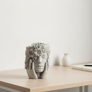 กระถางต้นไม้รูปทรงผู้หญิงประดับมงกุฎดอกไม้ ทำจากปูนซีเมนต์ ยี่ห้อ Lianda ผลิตด้วยมือ เป็นมิตรต่อสิ่งแวดล้อม เหมาะสำหรับตกแต่งบ้านและสวน บรรจุในกล่อง - Product Image 3