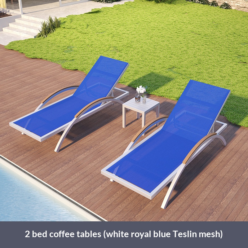Bleu roi 2 lits couchés-1 table basse