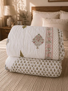 Top Selling Hand Block Print Cotton <b>Quilt</b> Jaipuri Razai <b>Bedding</b> Reversible Boho Home Decor Great Price - Product Image 3