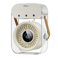 Ventilador de Nebulización Portátil Recargable Moderno de 4000 mAh con Temporizador, Tres Modos de Pulverización, Ventilador de Niebla Negra con Tres Boquillas