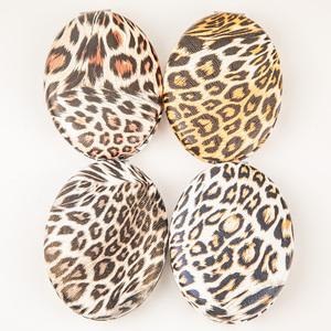 Leopard Print PU Leather Oval <b>Compact</b> <b>Mirror</b> Silver Electroplated Metal Frame Folding Dual Sided Pocket Makeup <b>Mirror</b> Bulk - Product Image 5