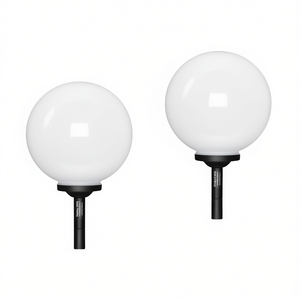 Juego de 2 luces de jardín con forma de bola, blancas y brillantes, con tubo negro de plástico PP, iluminación elegante para jardín - Product Image 1