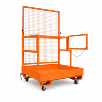 Cage de travail pliable pour chariot élévateur avec grille de sécurité en maille et conception de rangement compact pour l'inspection et la réparation en hauteur