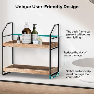 Bedroom Kitchen Spice Rack Adjustable 2-Tier Bathroom Countertop <strong>Organizer</strong> Standing Cosmetic Storage Shelf for <strong>Bath</strong> - Product Image 3