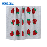 Expédition rapide, couvertures pour bébés Mimixiong, OEKO Tex, coton, motif fraise, couvertures tricotées pour bébés, couvertures d'emmaillotage, literie tricotée