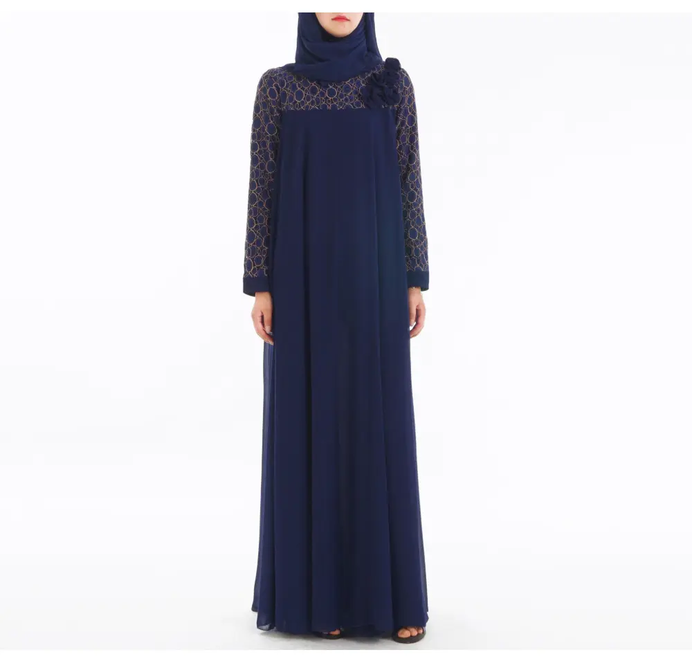 2023 최신 디자인 쉬폰 겸손한 Abaya 두바이 이슬람 Abaya 의류 이슬람 드레스 이슬람 현대 Abaya 도매