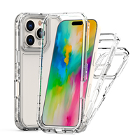Étui de téléphone portable trois-en-un en acrylique transparent anti-chute pour iPhone 16 Pro Max 15 14 13 12 11 XR XS 6 8 Plus SE2 SE3