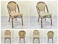 Ensemble de salle à manger en rotin très vendu, fauteuils empilables pour jardin et restaurant, chaises de salle à manger en rotin tressé pour l'extérieur, prix de gros