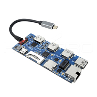HYTEPRO H09 USB 3.0 Hub de 4 Puertos con Lector de Tarjetas Integrado en PCB para Dispositivos Inteligentes y Sistemas de Control Industrial