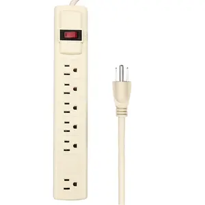 Power Strip Surge Protector with 6 AC Multiple Outlets - Flat Rotating Plug, 6 ft Long Heavy Duty Extension Cord