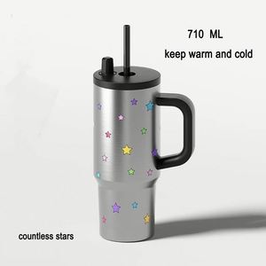 New 710ml 24oz Outdoor Travel Car Metal Mug <b>Portable</b> <b>Vacuum</b> Insulated Bottle 316 Stainless Steel Tumbler With Handle - Product Image 4
