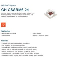 LED Rojos de Alta Potencia Osram de 640nm, GH CSSRM6.24 OSLONs, LED SMD Cuadrados para Horticultura, Ángulo de Visión de 120°, 1.4W, CRI 70-90, PF/W Más Alto