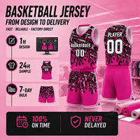 Maillot de basket-ball personnalisé avec logo d'équipe, sublimation, nom et numéro, tenue de basket-ball rose, uniformes d'entraînement de basket-ball