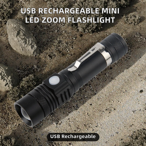 Linterna LED T6 de Aluminio y ABS Recargable por USB, Mini Linterna de 5W para Exteriores, Regulable, para Camping, Emergencias y Búsqueda, con Zoom Telescópico - Product Image 2