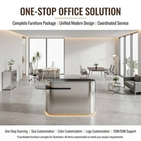 Comptoir de réception moderne en acier inoxydable pour hôpital, centre commercial, salon de coiffure, studio de danse, école, hôtel - avec éclairage LED