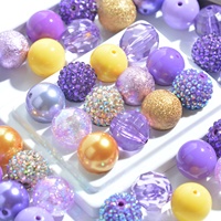 Perles violettes de 20 mm, couleur champagne, 50 pièces/sac, perles acryliques de couleurs mélangées, grandes perles, perles en vrac pour bricolage