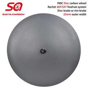 Ruedas de Carbono 700C con Disco Completo, 25mm de Ancho, Tubulares/Tubeless, Lenticulares, para Bicicleta de Carretera o Pista, Disc-Carbon-W Triathlon Ca - Product Image 4