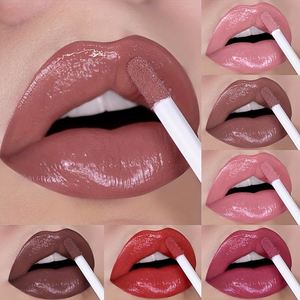<span class=keywords><strong>USHAS</strong></span> 8 colores tubo suave espejo líquido lápiz labial de larga duración impermeable marrón brillo de labios brillante brillo de labios J1
