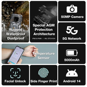 AGM X6 Phantom 温度センサー搭載 Android 14 5000mAh 8GB+128GB NFC 50MPカメラ スマートフォン 5Gタフネススマホ 携帯電話 - Product Image 2