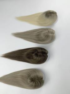 Topper pour femmes en cheveux vierges, closure en dentelle 3x5, base fine, mono, couleur blond cendré, provenance d'un seul donneur, tendance 2024, en stock - Product Image 6