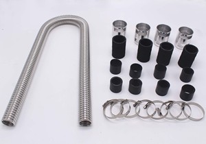 Kit de tuyaux de <span class=keywords><strong>radiateur</strong></span> universel en acier inoxydable de 48 pouces avec embouts polis VA2259 - Product Image 3