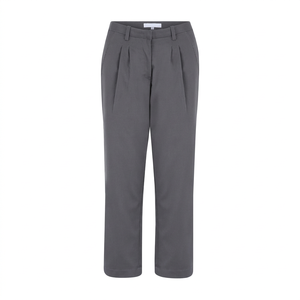 Pantalon tissé confortable pour femme, design élégant, taille mi-haute, en tissu Oxford, élasthanne/coton, anti-plis, coupe droite, style formel - Product Image 1