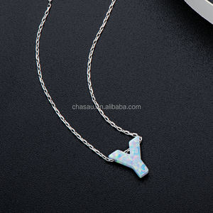 <span class=keywords><strong>Collana</strong></span> con ciondolo in opale sintetico 925 unica personalizzata in argento Sterling 26 lettere B D E F <span class=keywords><strong>G</strong></span> H I J fidanzamento festa di nozze - Product Image 3