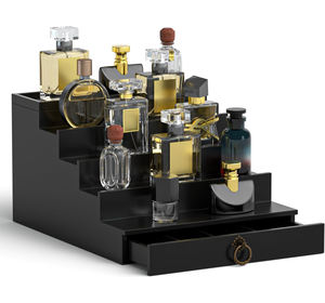 Organisateur de Cologne à 5 niveaux avec tiroir, présentoir et support de rangement en bois noir pour parfums, idée cadeau pour homme - Product Image 1