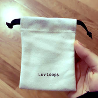 Petite pochette pour bijoux, sac à cordon en coton biologique 100%, avec logo imprimé personnalisé, ruban, cordon pour emballage d'accessoires cadeaux
