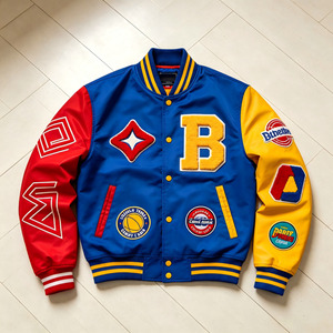 Custom Varsity <b>Jacket</b> Nylon Faux Leather Sleeves Chenille Patch Embroidery Letterman <b>Jacket</b> Oversized <b>Men</b> <b>Baseball</b> <b>Jacket</b> - Product Image 1