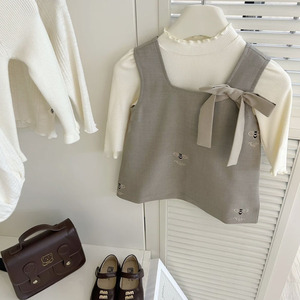 Conjunto de Ropa de Lujo para Bebés Niñas de 80-130 cm, Vestido de Manga Larga, Leggings sin Mangas, Boutique, 3 Piezas, Invierno - Product Image 2