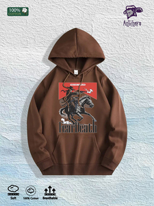 Magazzino Locale USA: Felpa con Cappuccio Grafica Cowboy 'Fear Death' 100% Cotone, 7 Colori - Product Image 4