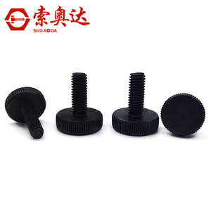 Tornillo de ajuste Suo A Da GB835 de acero al carbono con cabeza moleteada negra zincada y tapa plana grande - Product Image 3