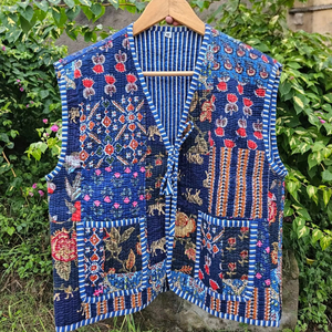 Veste matelassée en coton faite à la main de qualité supérieure, motif floral, style bohème décontracté pour femmes, manteau d'hiver doux - Product Image 1