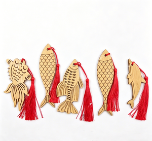 Marcapáginas de Arte con Diseño de Pez Koi, Estilo Chino Clásico, Bambú Hueco, Borla, Regalo Creativo, Grabado Personalizado, Venta al por Mayor - Product Image 1