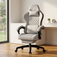 Chaise de bureau ergonomique de style racing en cuir et tissu, design contemporain, pivotante, dossier haut, support lombaire réglable en 3 positions