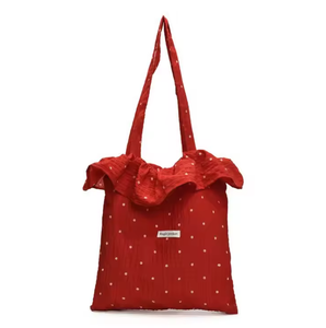 Bolsa de compras de lona de algodón ecológica de alta gama para mujer, con asa y logotipo personalizado impreso, para venta al por mayor. - Product Image 5