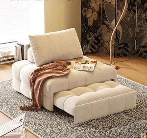 Fabric sofa small apartment living room dual-purpose leather art retro single sofa bed