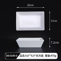 Ensemble de vaisselle de buffet en mélamine blanche personnalisable plateau rectangulaire assiette carrée pour la vaisselle de présentation d'aliments marinés cuits