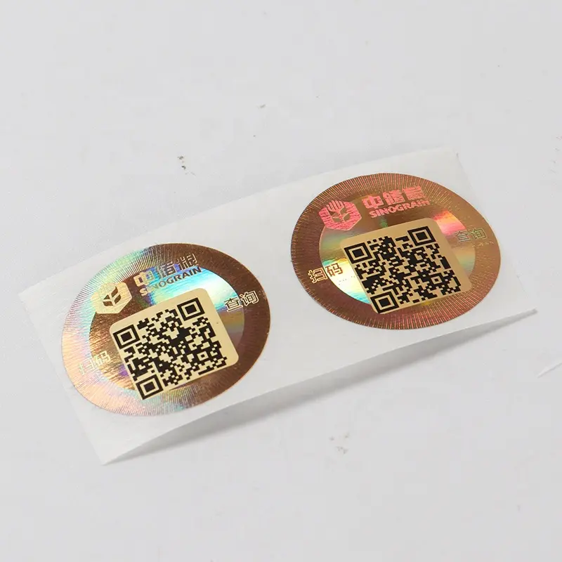 عرف الطباعة الذهب التسمية الحرارية بطاقة شعار صورة ثلاثية الأبعاد 3d ملصق مع ثابت رمز الاستجابة السريعة