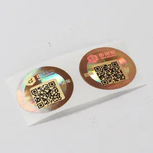 Stiker 3d Hologram Label Logo Termal Cetak Emas Kustom dengan Kode Qr Tetap