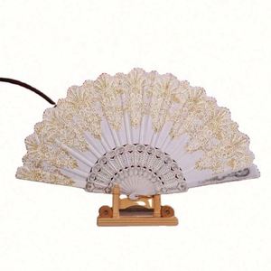 Éventails pliants à couche unique en dentelle, estampage à chaud, avec armature en plastique ajourée, pour mariage, personnalisables – Grande Vente - Product Image 1